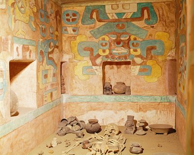 Reconstruction of Tomb 104 from Monte Alban, containing a skeleton by Unknown